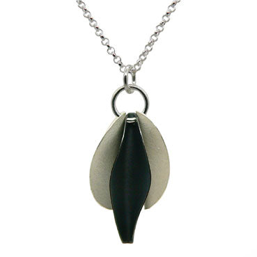 Satin & Oxidised Drop Pendant