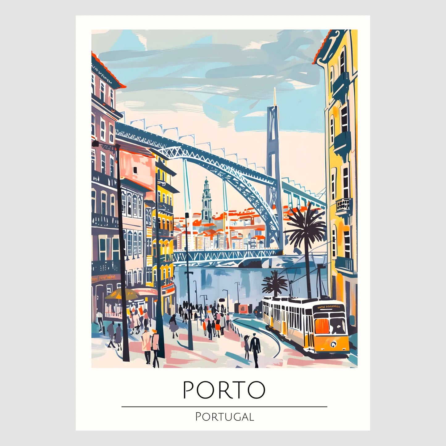 Porto River View with Bridge Art Print 1