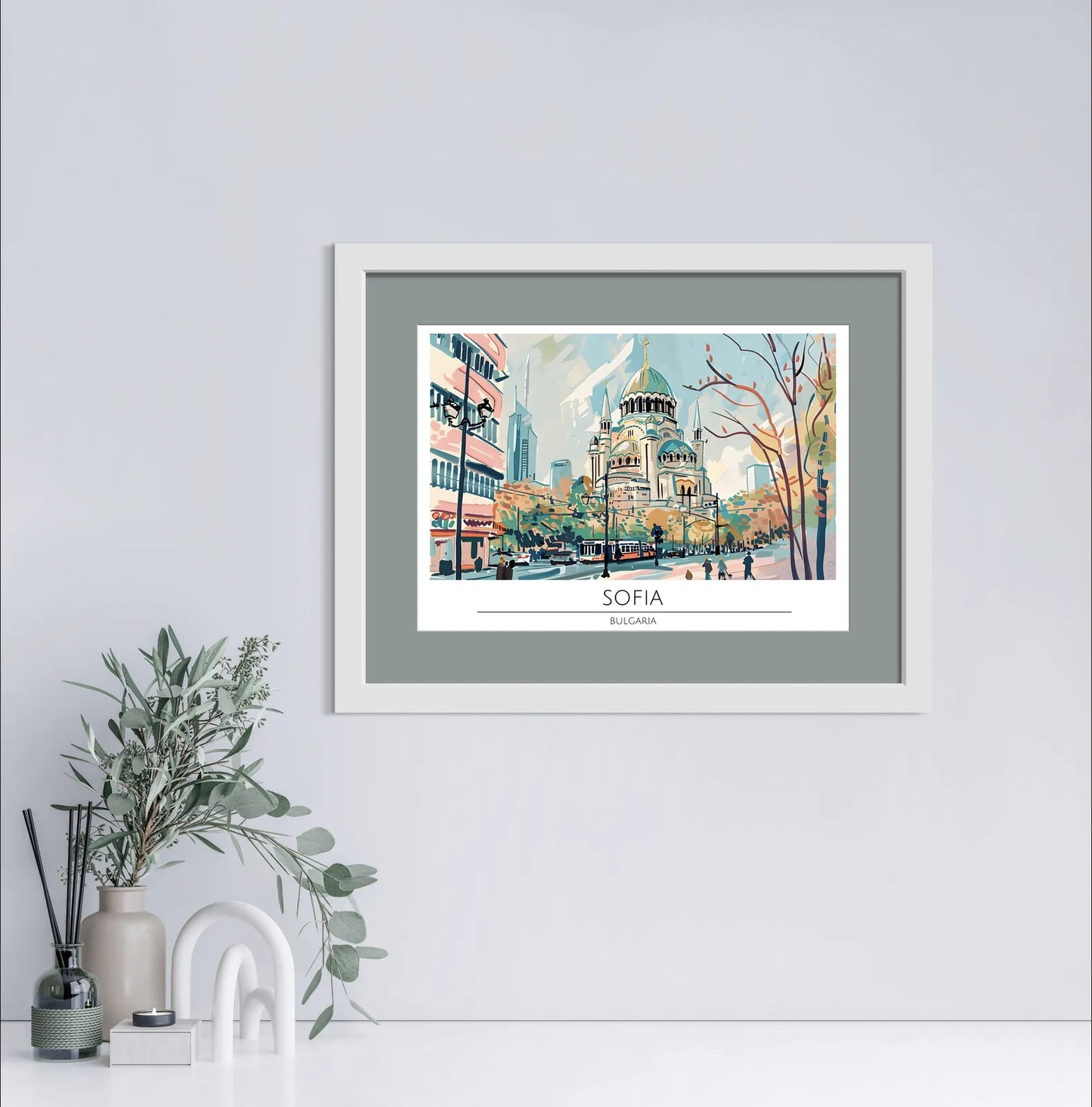 Sofia Scene with St. Alexander Nevsky Cathedral Art Print