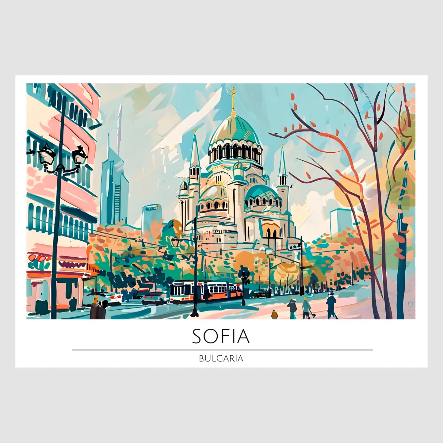 Sofia Scene with St. Alexander Nevsky Cathedral Art Print