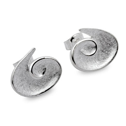 Abstract Swirl Design Silver Earrings