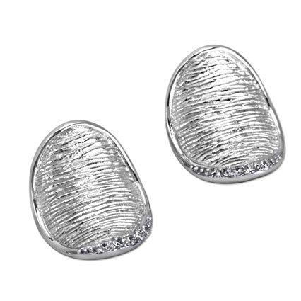 Rhodium Plated Silver Earrings With Cz