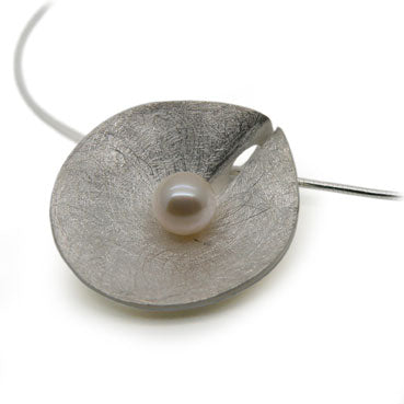 Large Disc Silver and Pearl Pendant