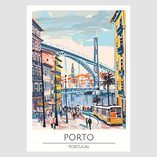 Porto River View with Bridge Art Print 1