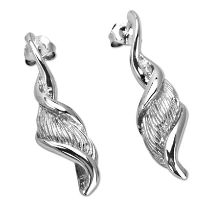 Rhodium Plated Silver Twisting Earrings